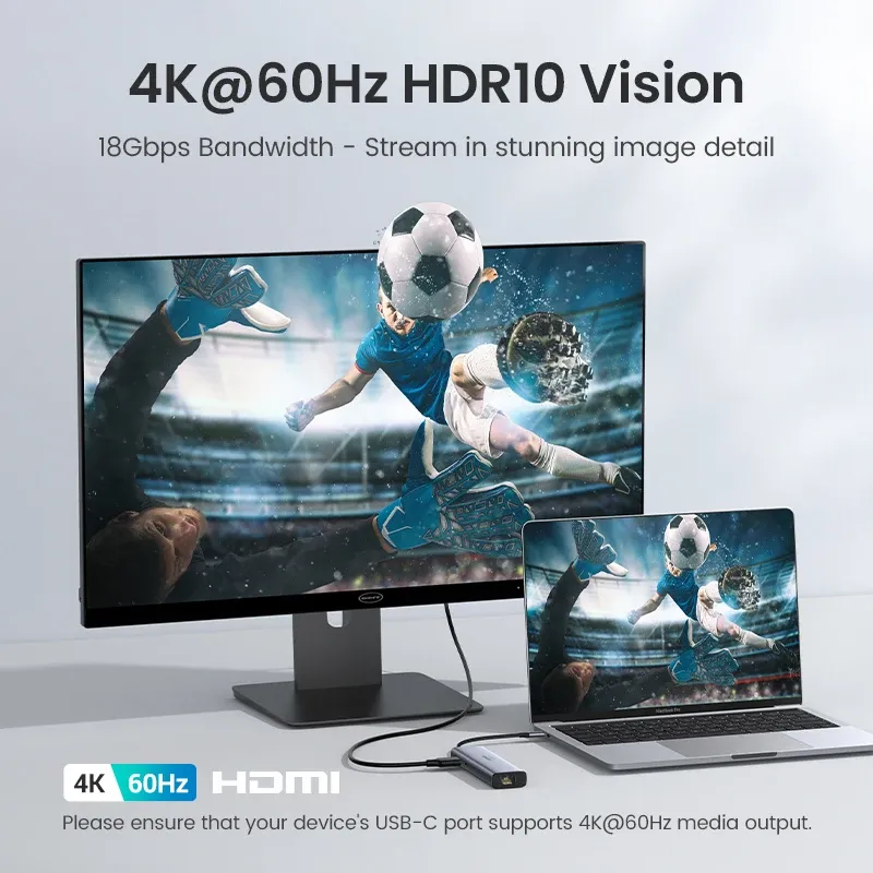 UGREEN Hub USB-C 7 en 1 vers HDMI 4K 60 Hz, SD et TF, 5 Gbps, USB 3.0, PD 100 W, compatible MacBook et ordinateurs portables 2
