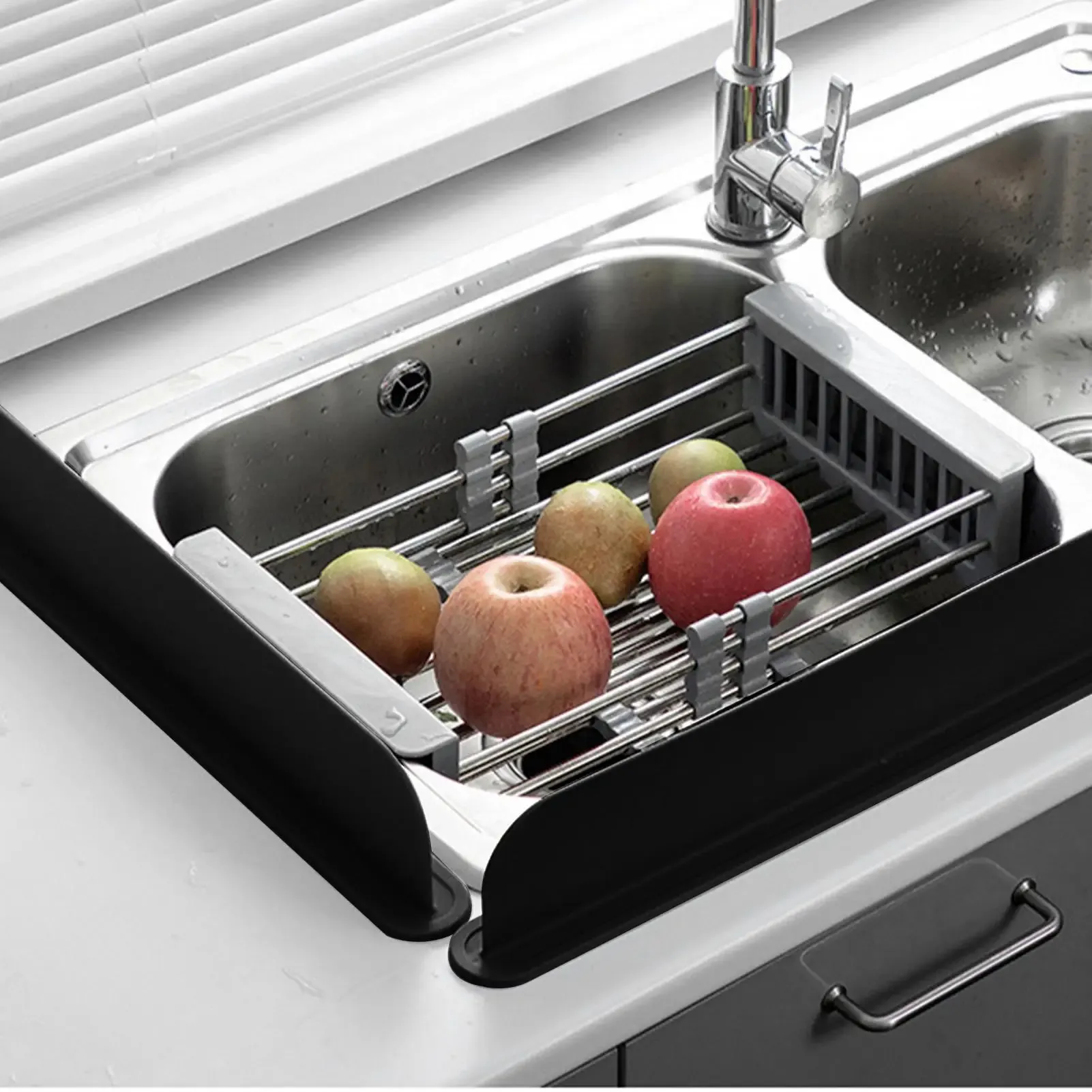 Déflecteur d'évier en silicone, protection anti-éclaboussures pour cuisine, barrière antidérapante pour le lavage de la vaisselle et des légumes, cloison adhésive 3