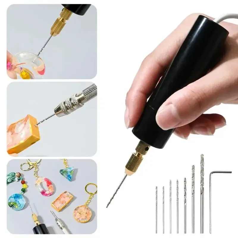 Mini perceuse électrique portable rechargeable par USB pour la fabrication de bijoux en résine époxy, le travail du bois et la gravure