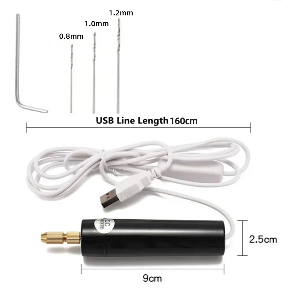 Mini perceuse électrique portable rechargeable par USB pour la fabrication de bijoux en résine époxy, le travail du bois et la gravure 6