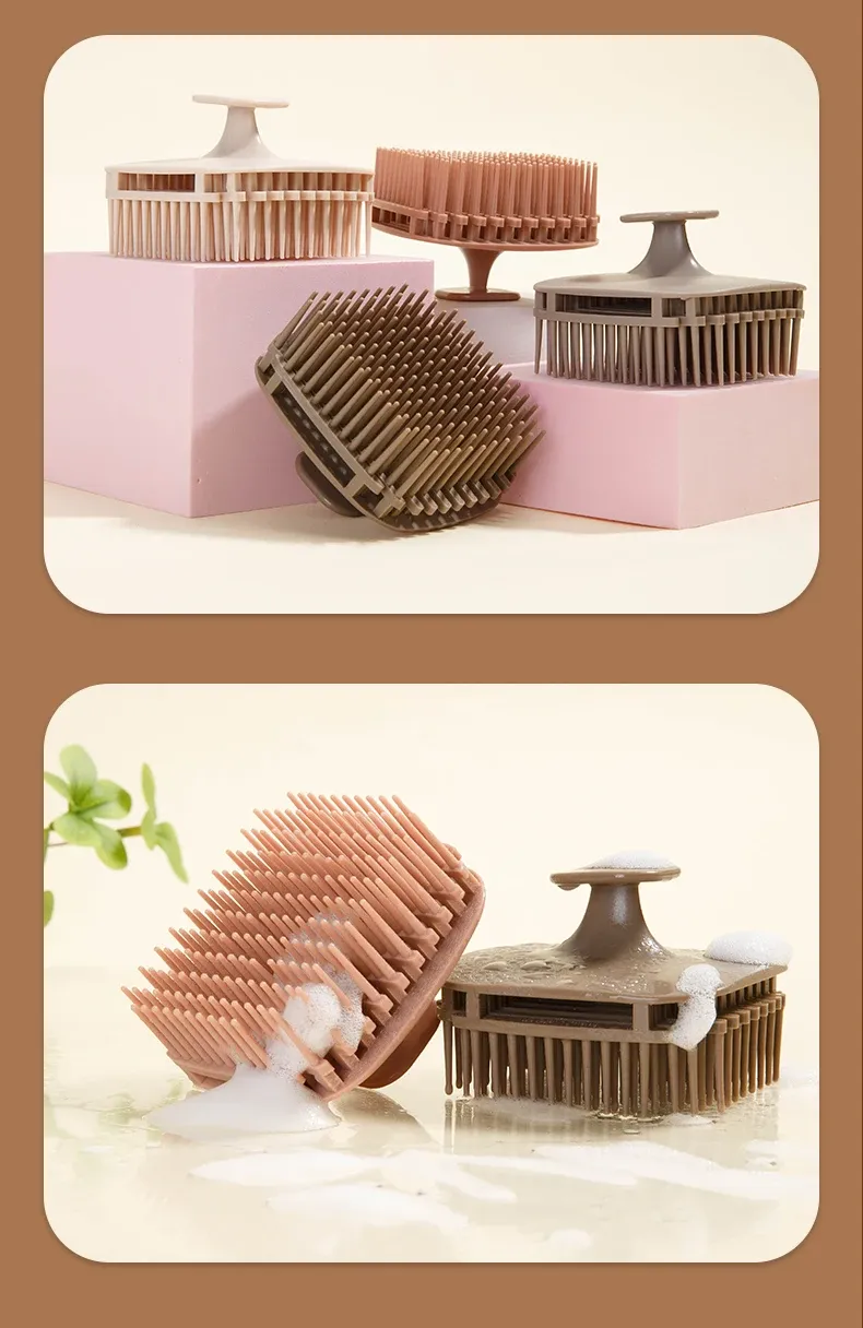Brosse de massage en silicone dans son usage quotidien
