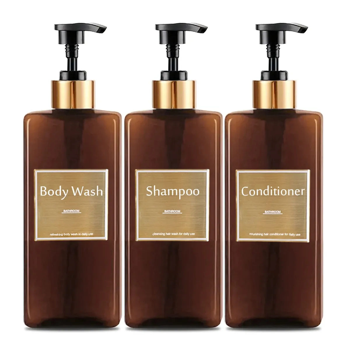 Ensemble de distributeurs rechargeables pour savon de douche, shampoing et revitalisant 7