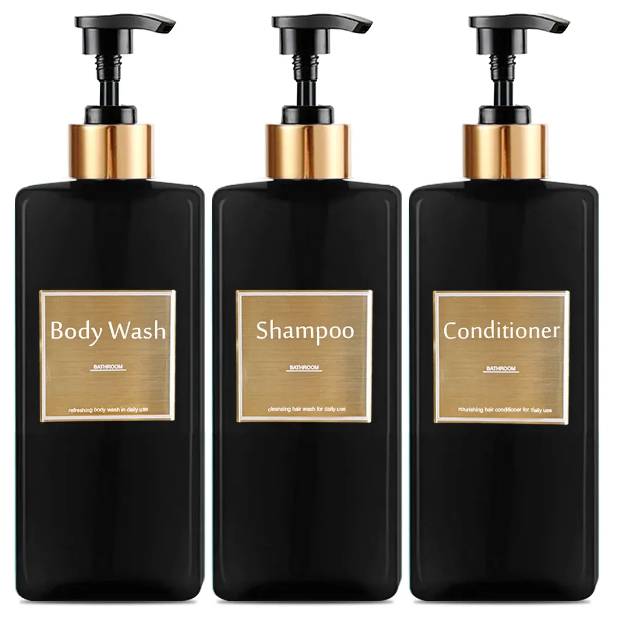 Ensemble de distributeurs rechargeables pour savon de douche, shampoing et revitalisant 8