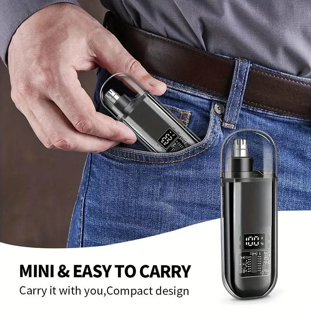 Tondeuse à poils de nez et d'oreilles rechargeable par USB pour hommes, design compact et portable avec charge rapide, kit de toilettage électrique 4