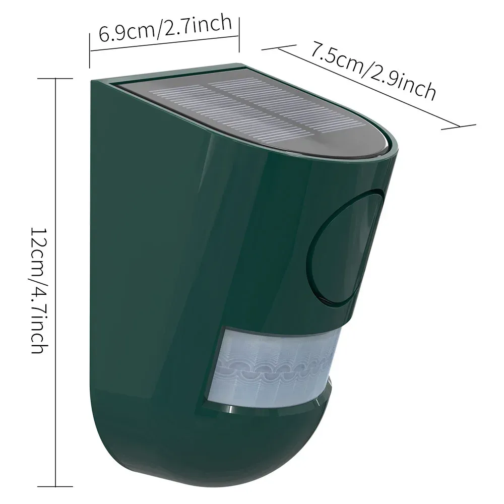 Alarme de sécurité solaire à détecteur de mouvement infrarouge, sirène 110 dB avec lumière stroboscopique pour maison, jardin, cabanon et caravane 9