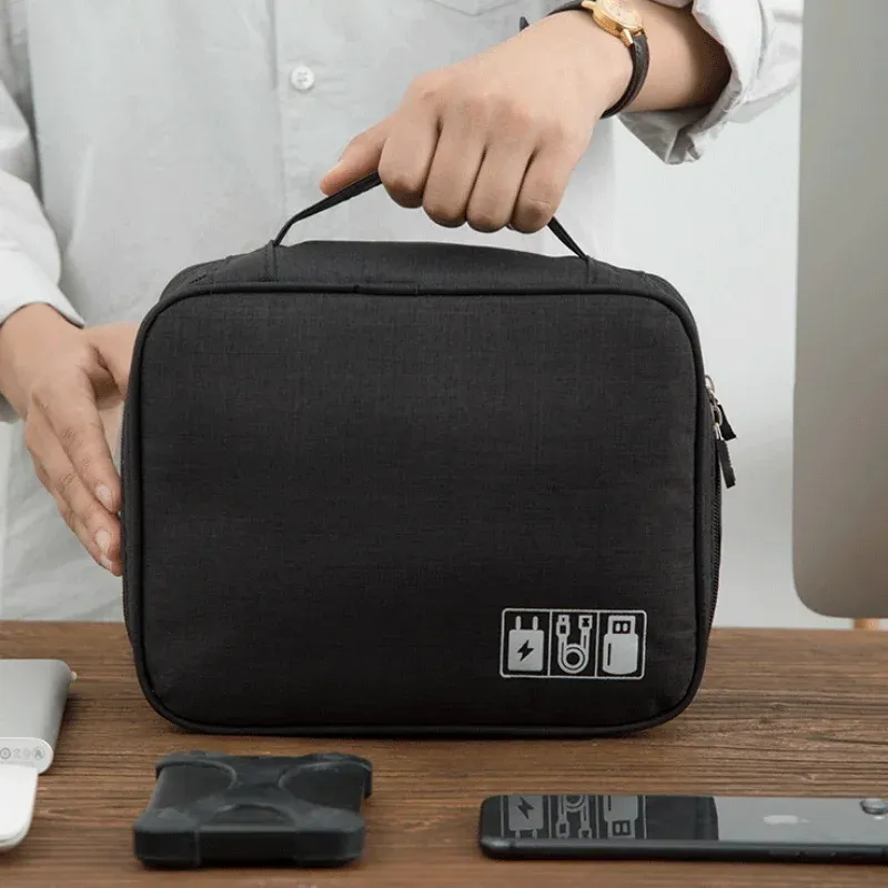 Sac de rangement pour câbles, organisateur électronique étanche, pochette de rangement portable pour chargeurs et câbles USB, organisateur de câbles de voyage 2