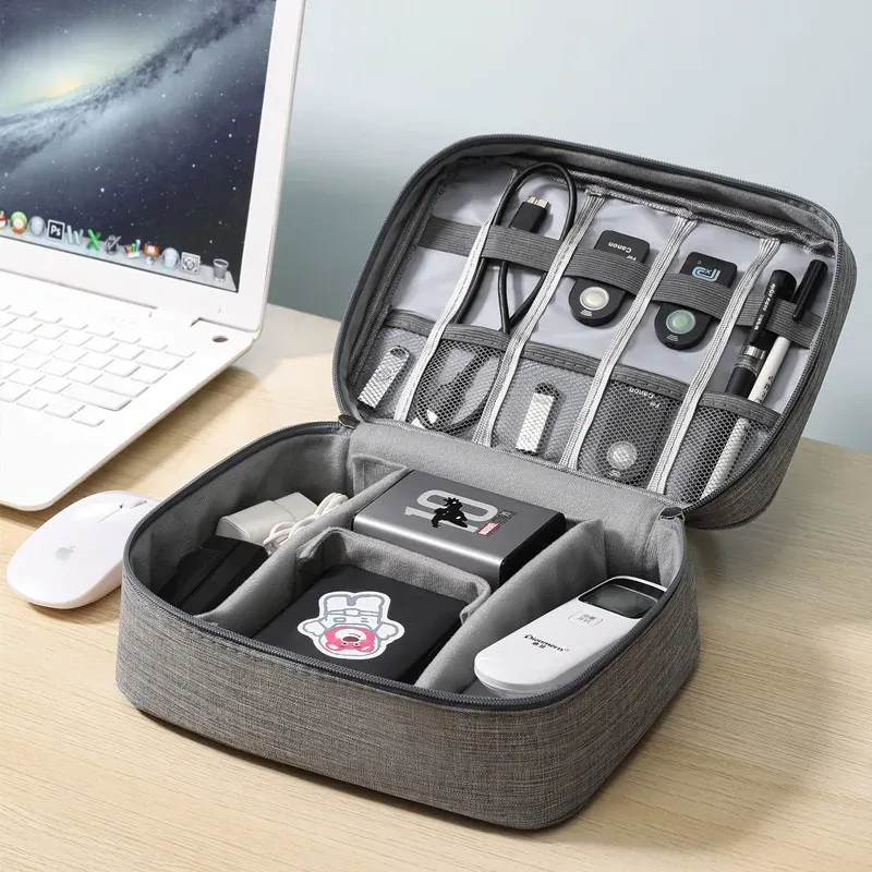 Sac de rangement pour câbles, organisateur électronique étanche, pochette de rangement portable pour chargeurs et câbles USB, organisateur de câbles de voyage 1