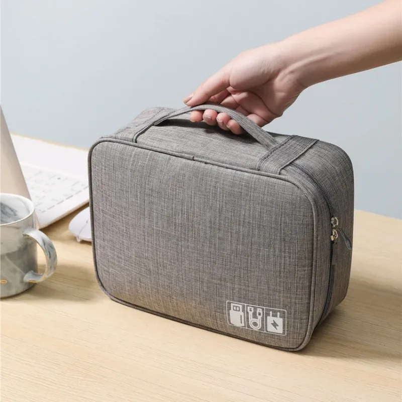 Sac de rangement pour câbles, organisateur électronique étanche, pochette de rangement portable pour chargeurs et câbles USB, organisateur de câbles de voyage 4