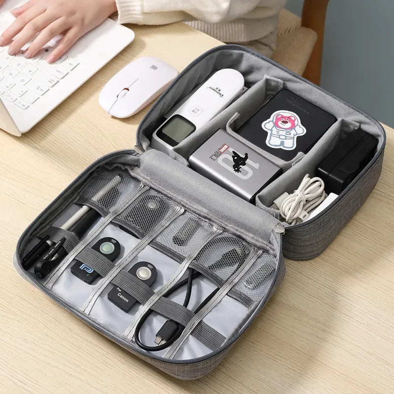 Sac de rangement pour câbles, organisateur électronique étanche, pochette de rangement portable pour chargeurs et câbles USB, organisateur de câbles de voyage 5