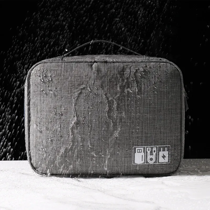 Sac de rangement pour câbles, organisateur électronique étanche, pochette de rangement portable pour chargeurs et câbles USB, organisateur de câbles de voyage 6