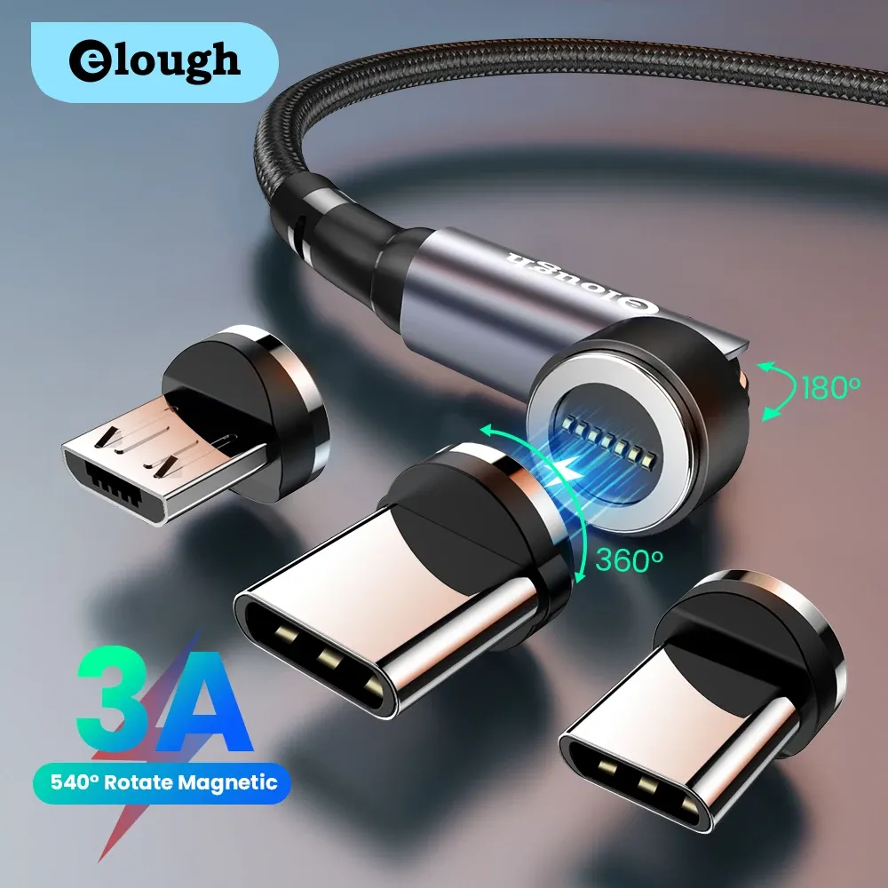 Câble magnétique Elough 540 charge rapide 3 A, Micro USB et USB-C