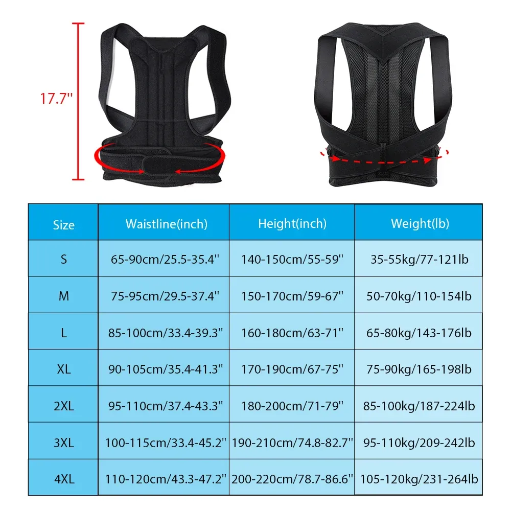Attelle dorsale réglable unisexe avec ceinture de soutien lombaire et correcteur de posture 2