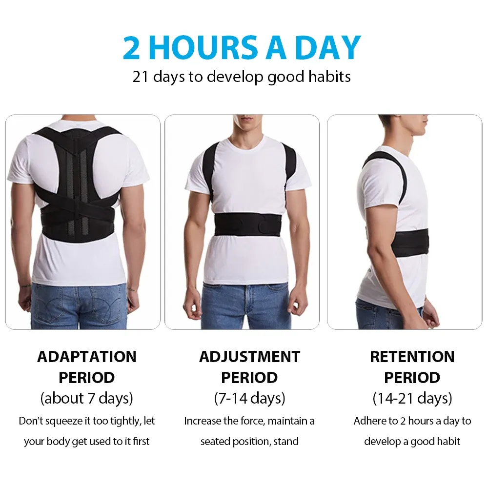 Attelle dorsale réglable unisexe avec ceinture de soutien lombaire et correcteur de posture 6