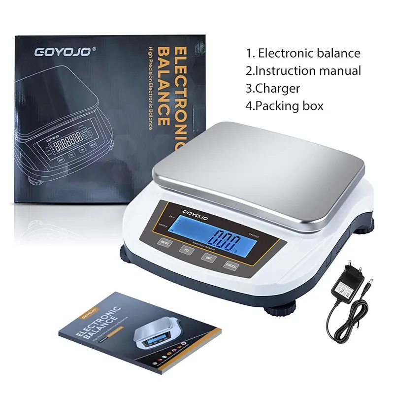 Balance de précision numérique 5 kg, 0,01 g, balance électronique de laboratoire à écran rétroéclairé, balance de bijoux et de cuisine, 100-240 V - Image 1