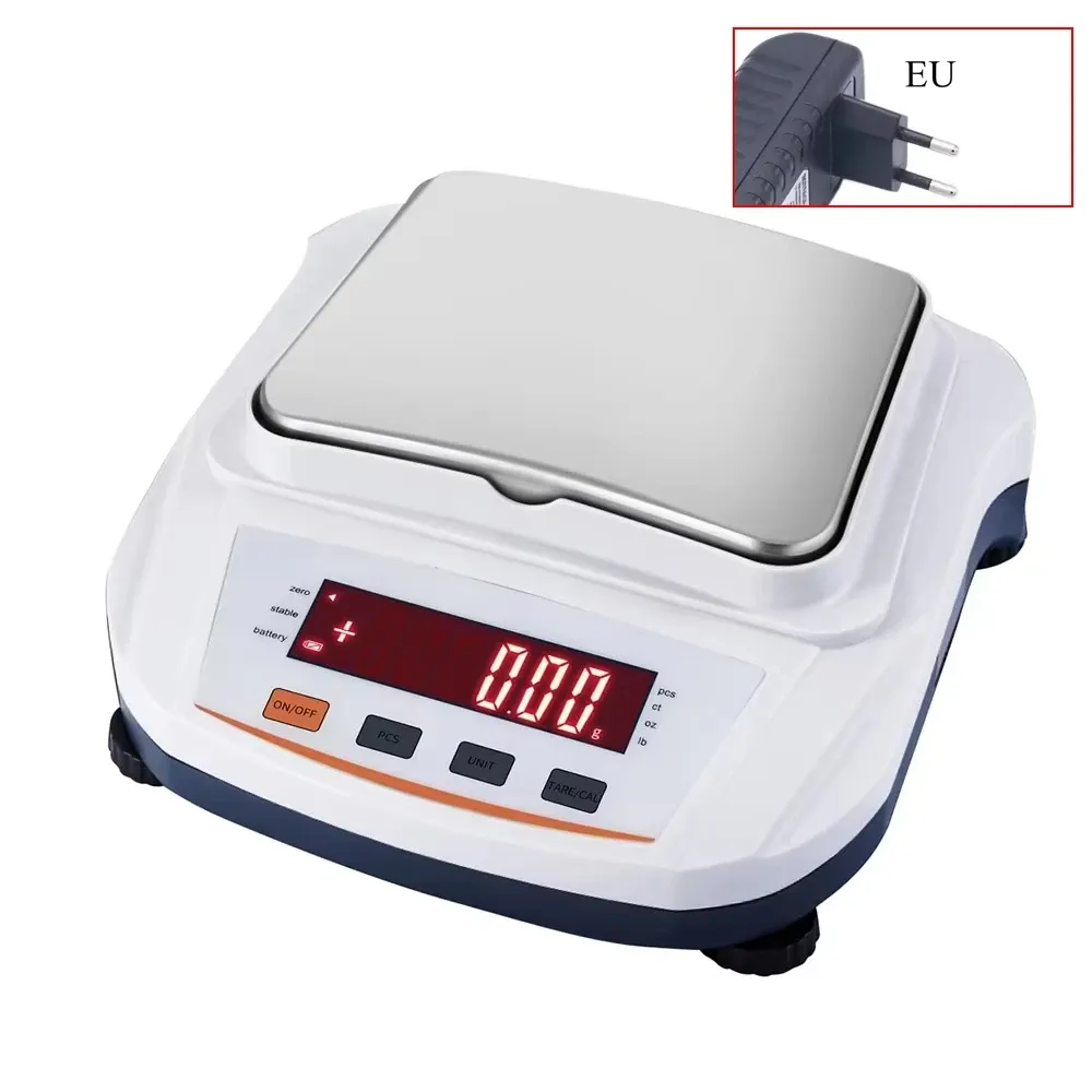 Balance de précision numérique 5 kg, 0,01 g, balance électronique de laboratoire à écran rétroéclairé, balance de bijoux et de cuisine, 100-240 V 7