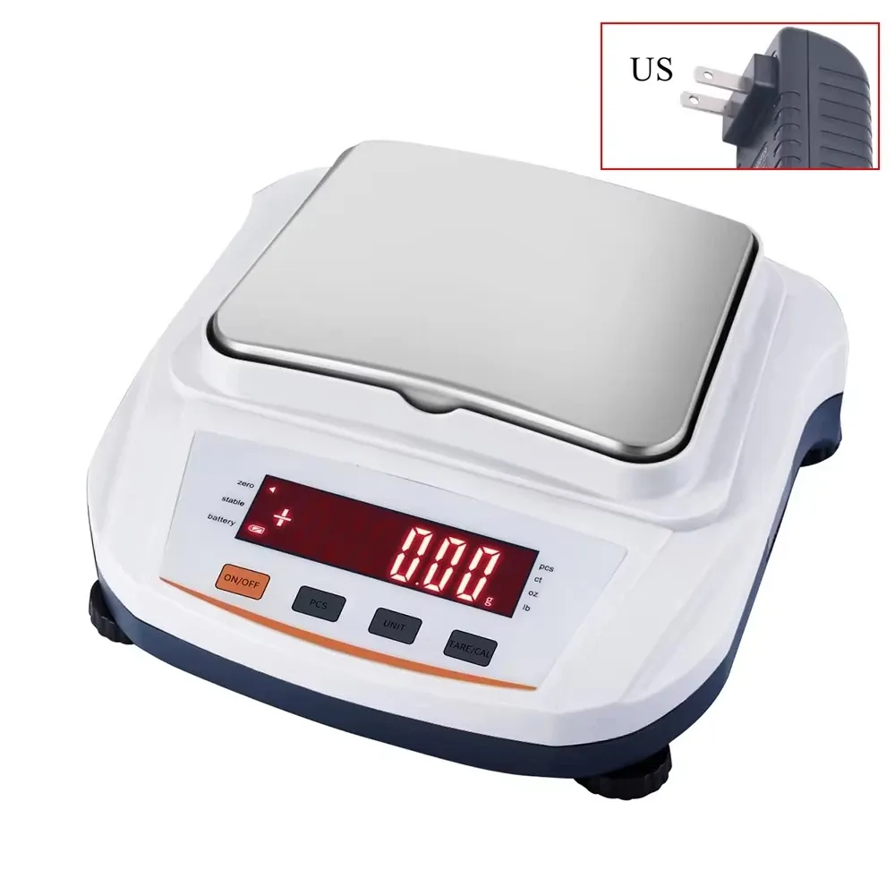 Balance de précision numérique 5 kg, 0,01 g, balance électronique de laboratoire à écran rétroéclairé, balance de bijoux et de cuisine, 100-240 V 8