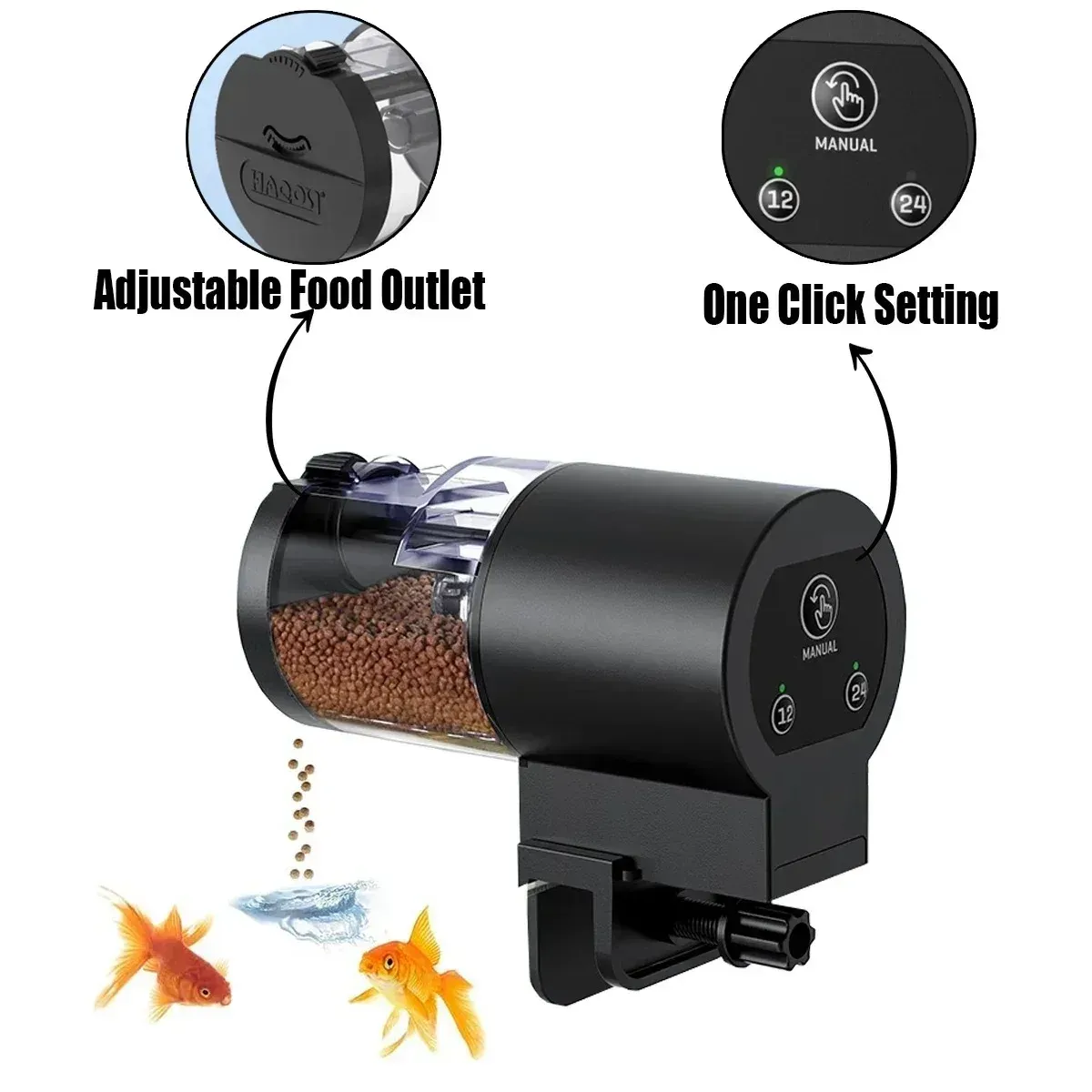 Mangeoire automatique pour aquarium, installation sur aquarium