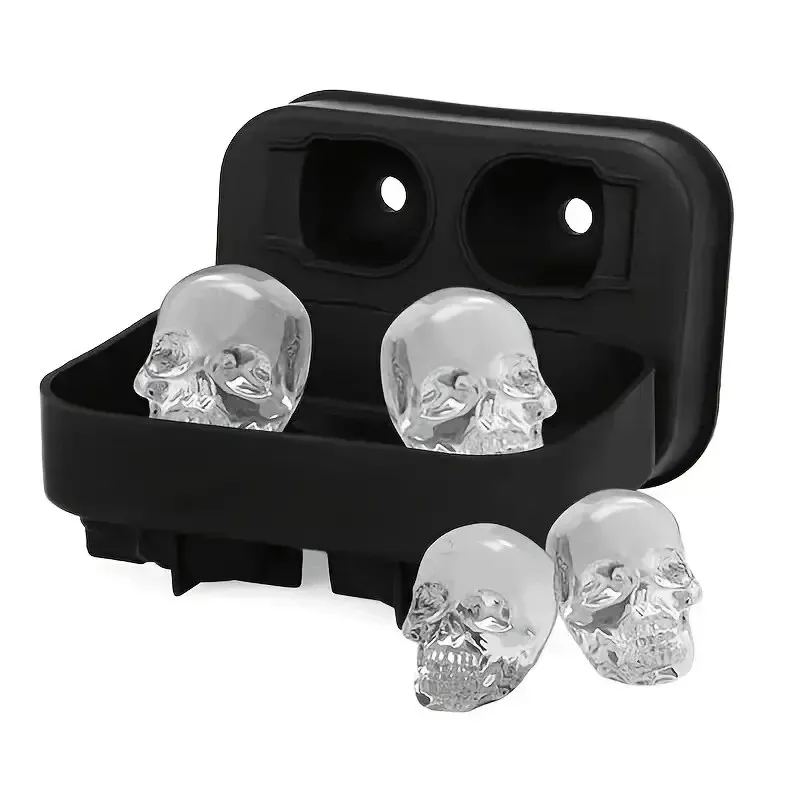 Moule à glaçons 3D en silicone en forme de crâne et de diamant, réutilisable, à démoulage facile, idéal pour le whisky 4