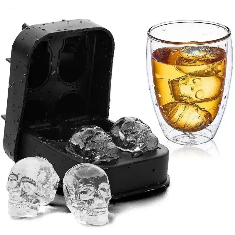 Moule à glaçons 3D en silicone en forme de crâne et de diamant, réutilisable, à démoulage facile, idéal pour le whisky 5