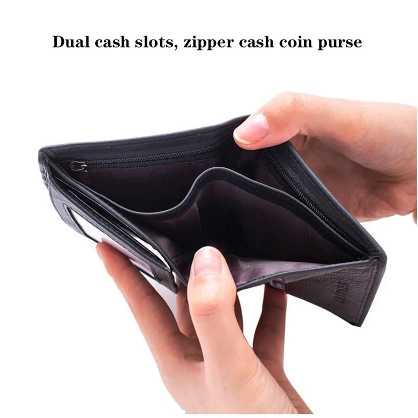 Portefeuille vertical en cuir véritable pour homme avec porte-monnaie zippé et protection RFID 5