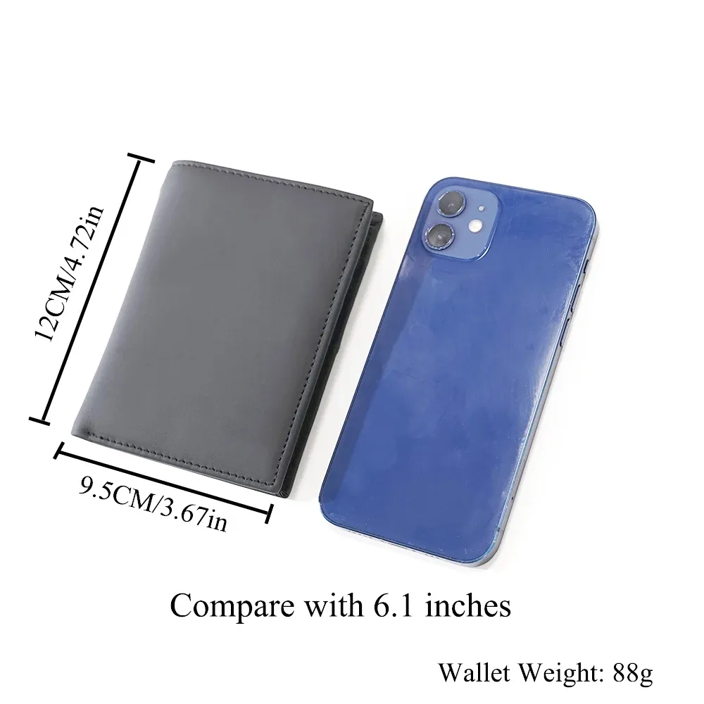 Portefeuille vertical en cuir véritable pour homme avec porte-monnaie zippé et protection RFID 6