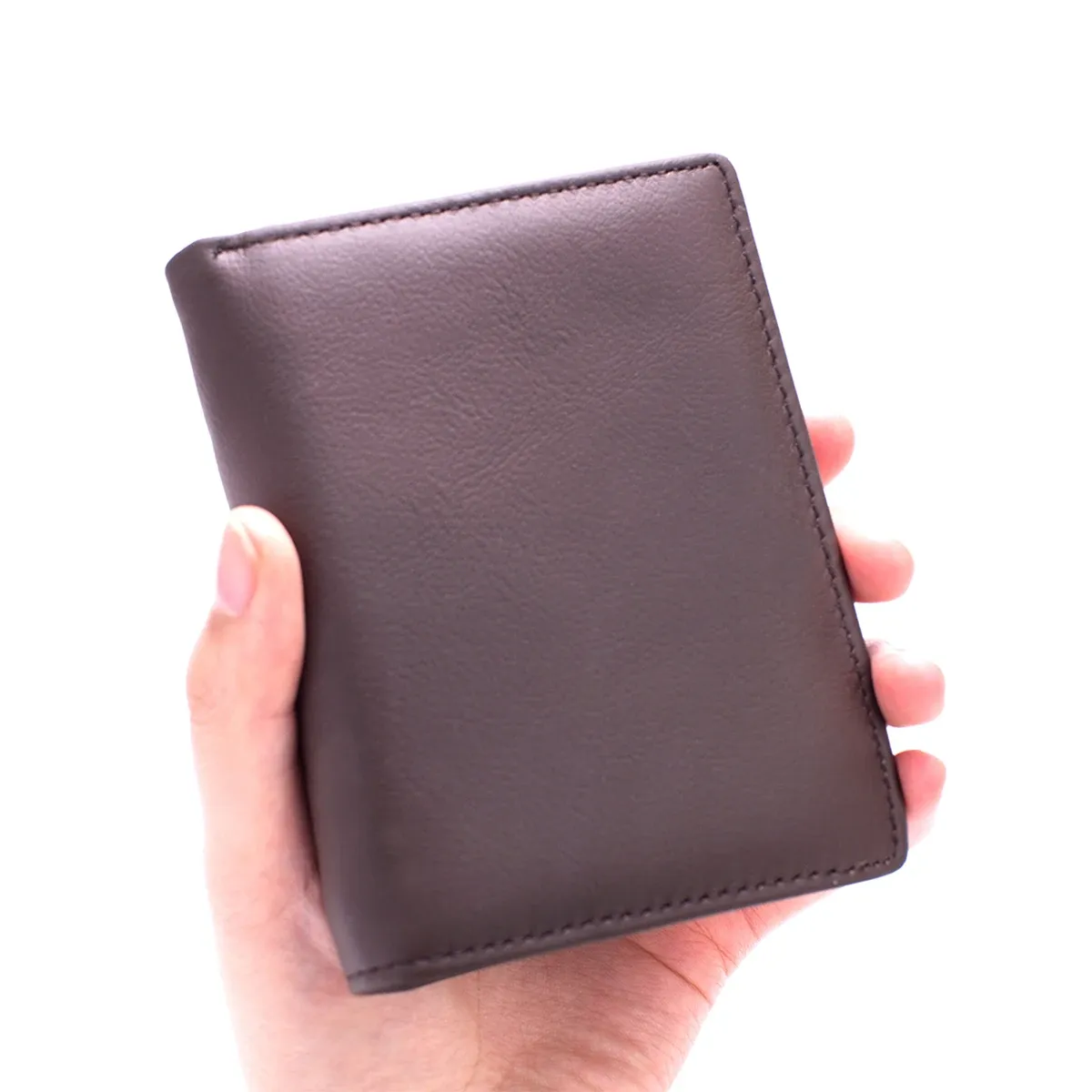 Portefeuille vertical en cuir véritable pour homme avec porte-monnaie zippé et protection RFID 11