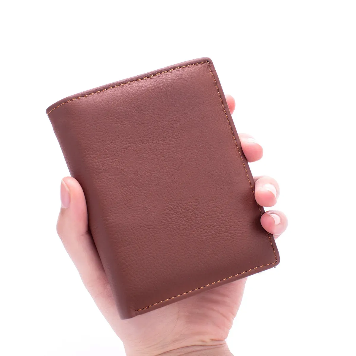 Portefeuille vertical en cuir véritable pour homme avec porte-monnaie zippé et protection RFID 8