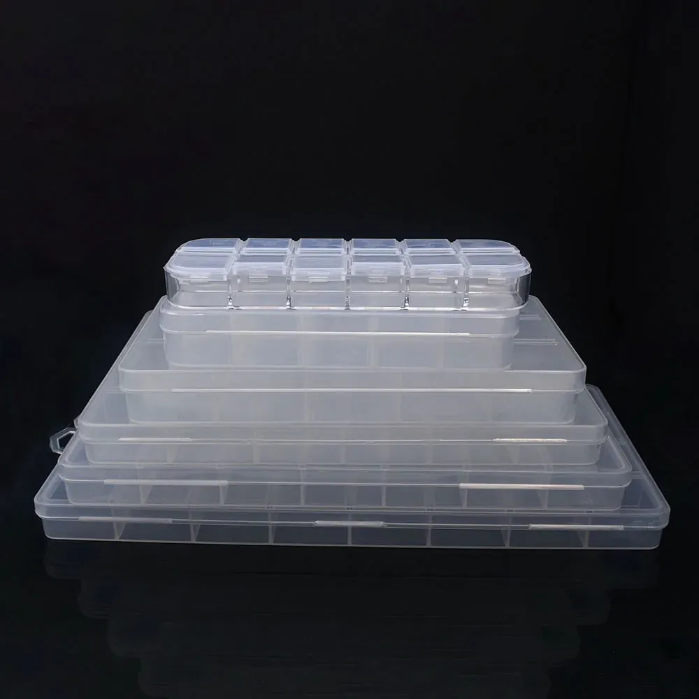 Boîte de rangement en plastique à 6 à 32 compartiments, organisateur de bijoux avec séparateurs pour perles, idéale pour l'artisanat et la couture 3