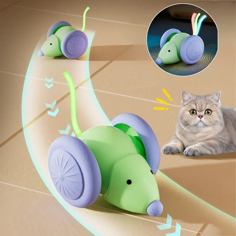 Jouet interactif pour chat : voiture-souris électrique rechargeable à détection d'obstacles