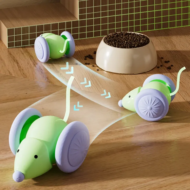 Jouet interactif pour chat : voiture-souris électrique rechargeable à détection d'obstacles 3