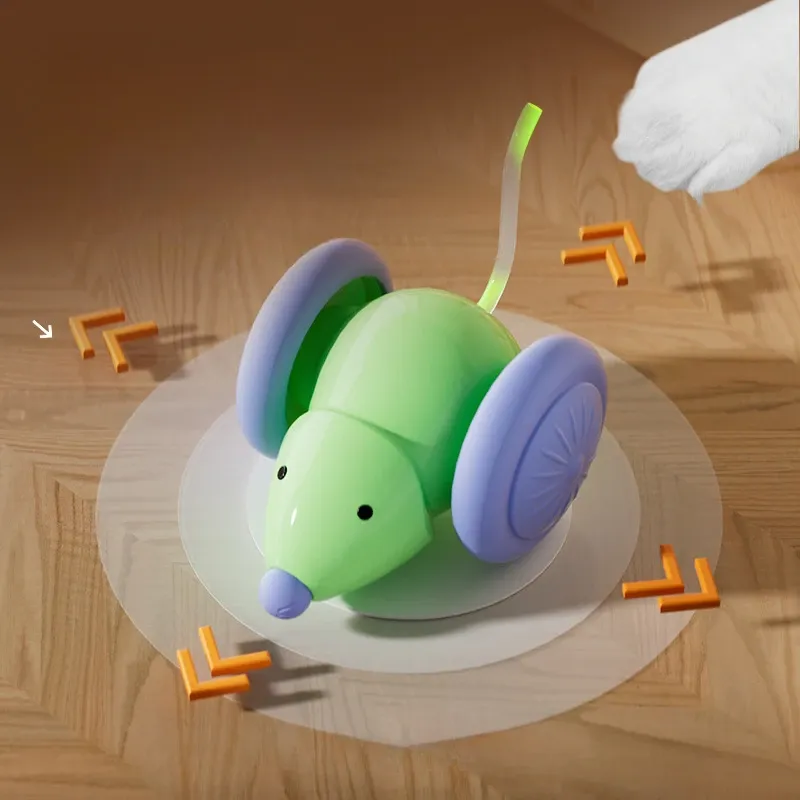 Jouet interactif pour chat : voiture-souris électrique rechargeable à détection d'obstacles 4