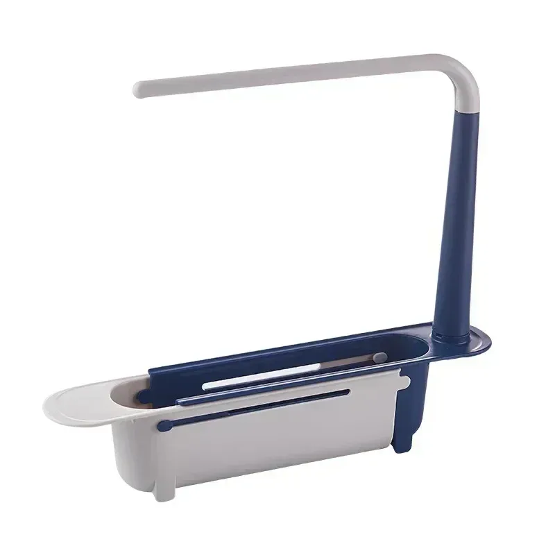 Égouttoir d'évier télescopique avec panier de rangement, organisateur d'évier porte-éponge et porte-savon, accessoire de cuisine 7