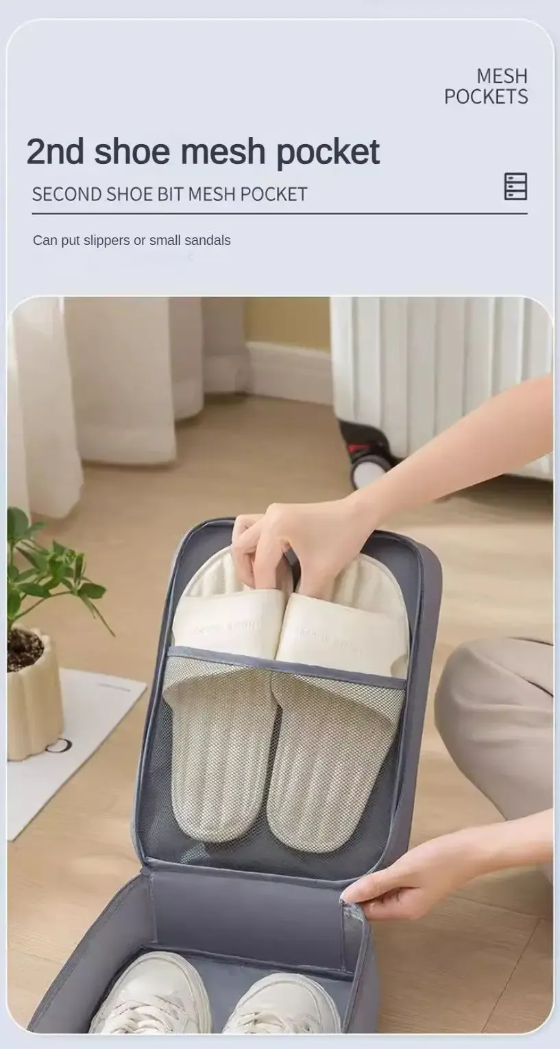 Sac à chaussures de voyage, poche semi-mesh