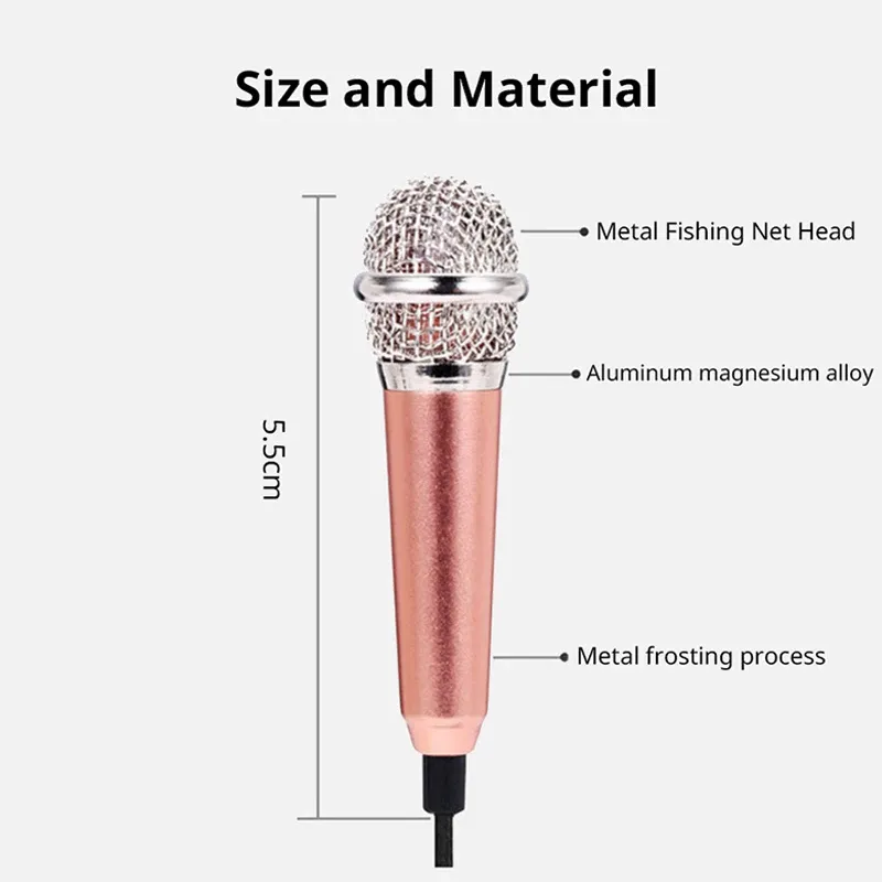 Microphone de studio stéréo portable jack 3,5 mm, mini microphone karaoké KTV pour smartphone, ordinateur portable et PC de bureau 5
