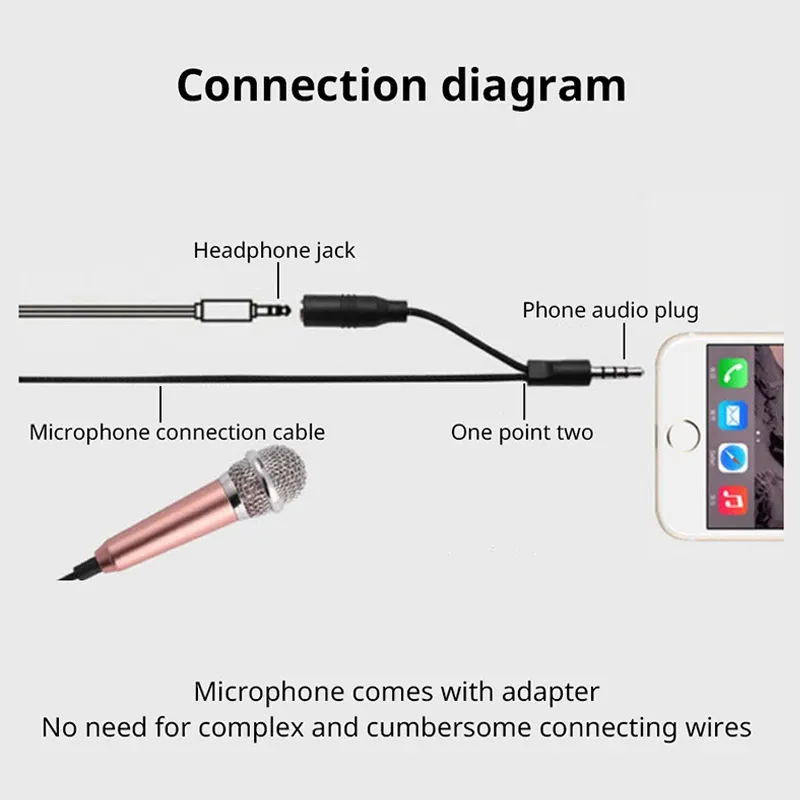 Microphone de studio stéréo portable jack 3,5 mm, mini microphone karaoké KTV pour smartphone, ordinateur portable et PC de bureau 6