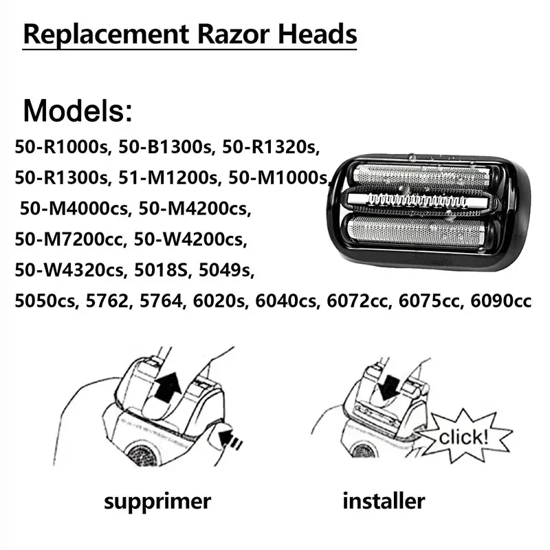 Tête de rasoir de remplacement 53B 73S pour rasoir électrique Braun Séries 5, 6 et 7 (5018s, 5020s, 6020s, 6072cc, 7020s, 7025s) 3