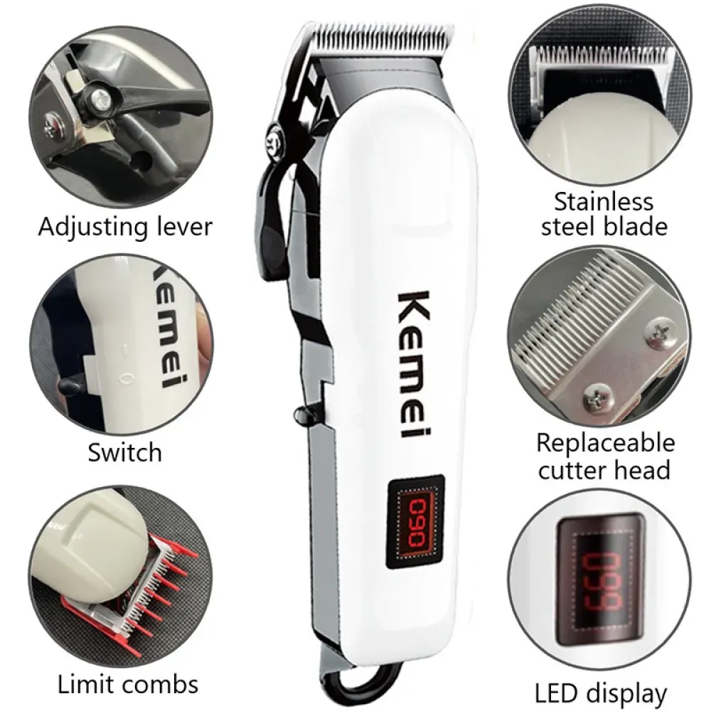 Tondeuse à cheveux électrique pour hommes, sans fil, rechargeable, professionnelle, 809A 2