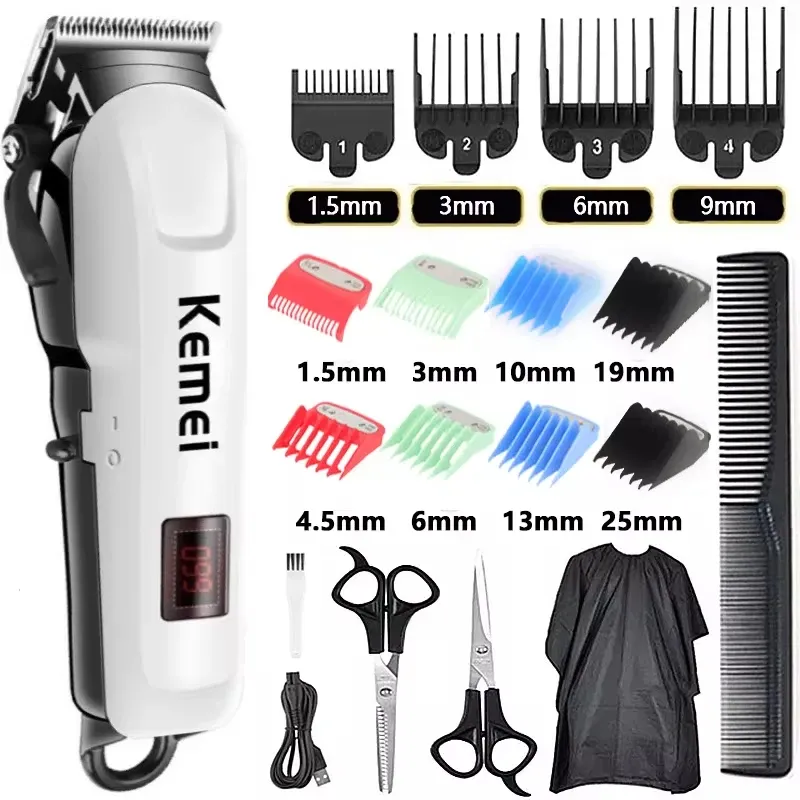 Tondeuse à cheveux électrique pour hommes, sans fil, rechargeable, professionnelle, 809A 10