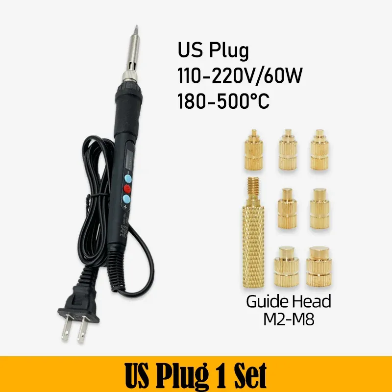 Ensemble d'inserts filetés à chaleur avec outil de pose et panne de fer à souder électrique, filetage laiton M2, M3, M4, M5, M6, M8, kit intégré pour impression 3D 8