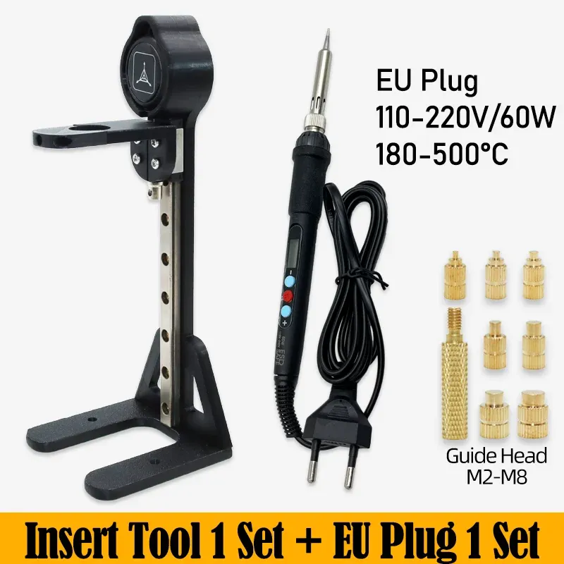 Ensemble d'inserts filetés à chaleur avec outil de pose et panne de fer à souder électrique, filetage laiton M2, M3, M4, M5, M6, M8, kit intégré pour impression 3D 7