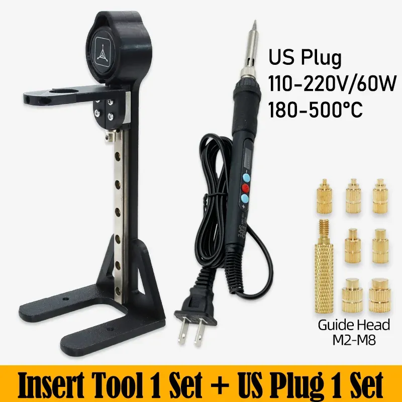 Ensemble d'inserts filetés à chaleur avec outil de pose et panne de fer à souder électrique, filetage laiton M2, M3, M4, M5, M6, M8, kit intégré pour impression 3D 10