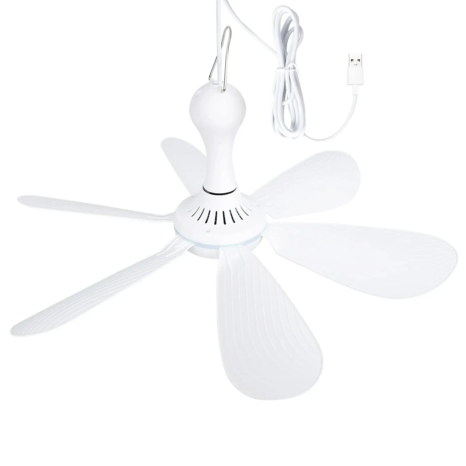 Ventilateur USB silencieux à 6 pales, ventilateur suspendu à 4 vitesses pour lit de camping et tente suspendue 9