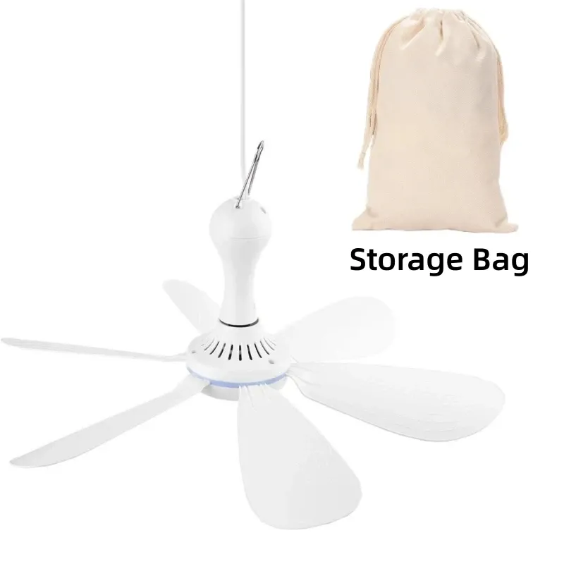 Ventilateur USB silencieux à 6 pales, ventilateur suspendu à 4 vitesses pour lit de camping et tente suspendue 12