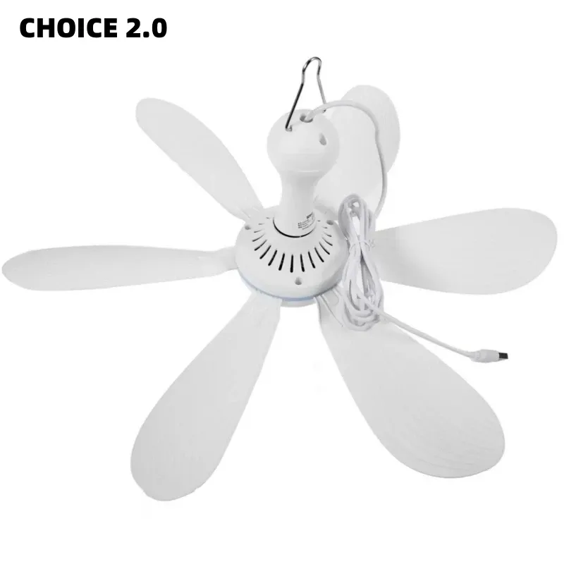 Ventilateur USB silencieux à 6 pales, ventilateur suspendu à 4 vitesses pour lit de camping et tente suspendue 13