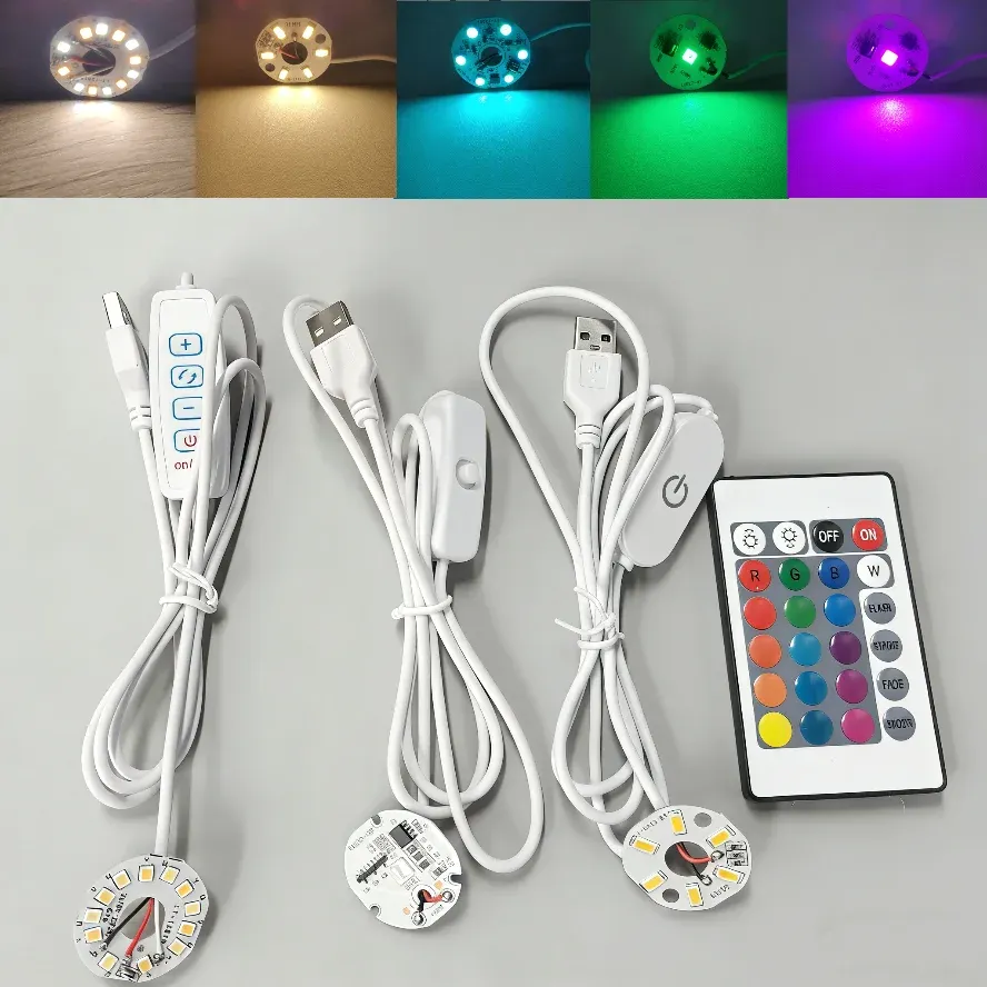 Panneau LED RGB USB 5V avec télécommande, gradation de couleurs et haute luminosité, lot de 4, 2 ou 1 pièces pour affichage de modèles DIY