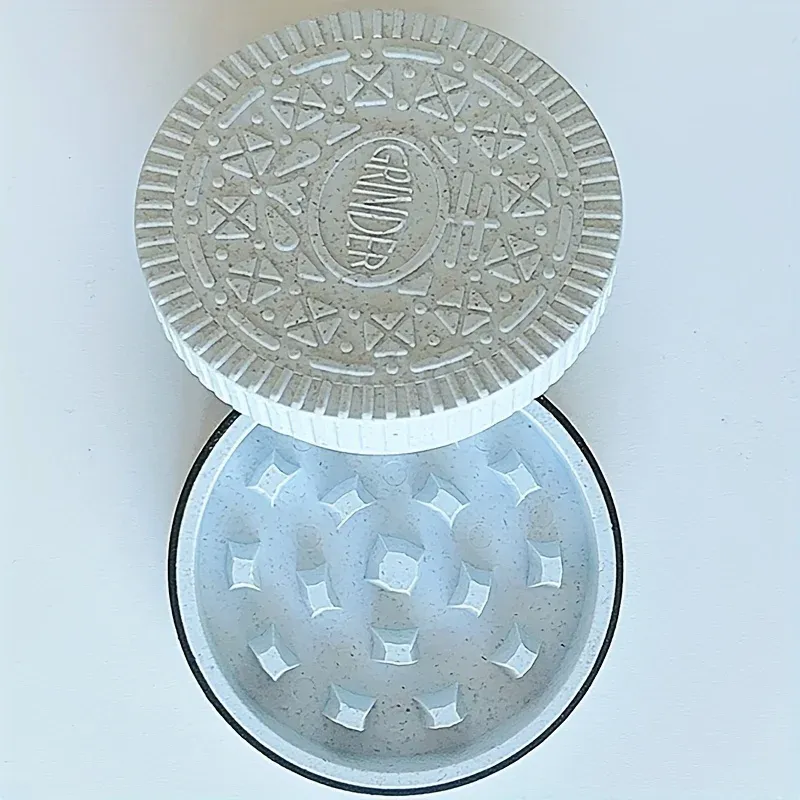 Moulin à épices manuel vanille 2,2 pouces, design ludique en forme de biscuit, accessoires de protection portables en plastique 7