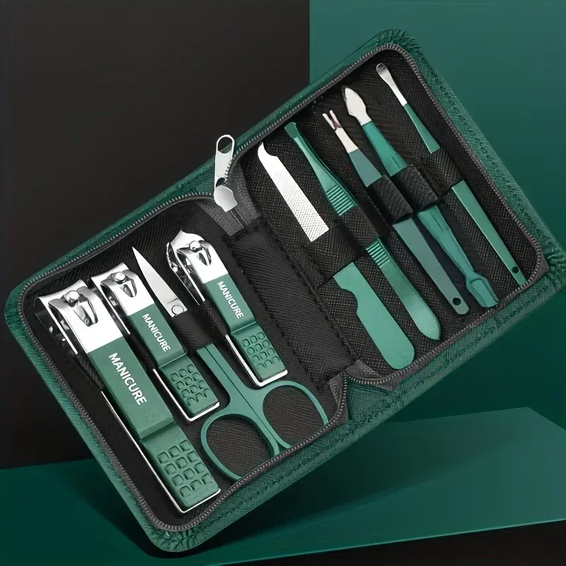 Ensemble de manucure en acier inoxydable, kit de beauté portable avec coupe-ongles, ciseaux, limes et outils de soin des ongles, 6 ou 9 pièces 4
