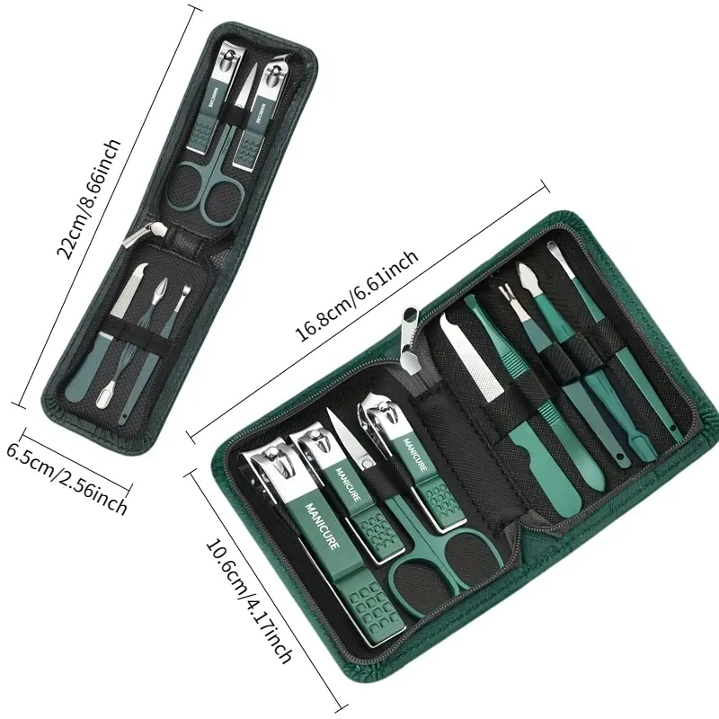 Ensemble de manucure en acier inoxydable, vue détaillée