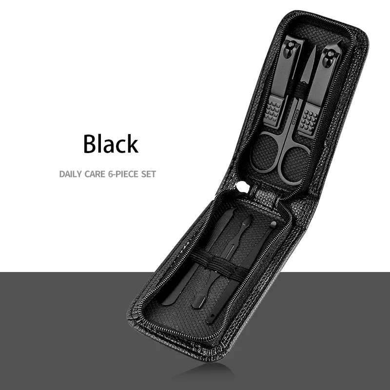 Ensemble de manucure en acier inoxydable, kit de beauté portable avec coupe-ongles, ciseaux, limes et outils de soin des ongles, 6 ou 9 pièces 9