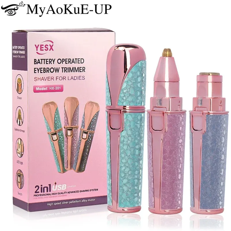 Rasoir électrique USB pour sourcils et duvet du visage, indolore, pour femme 3